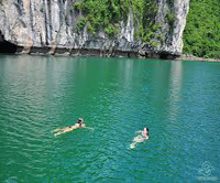 Swimming in Halong Bay photo