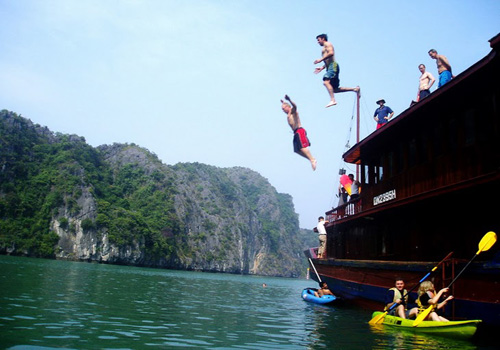 Swimming in Halong Bay