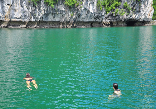 Swimming in Halong Bay